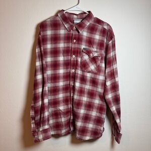 Columbia Men's Red Plaid Flannel Long Sleeve Button Up Shirt Size XL